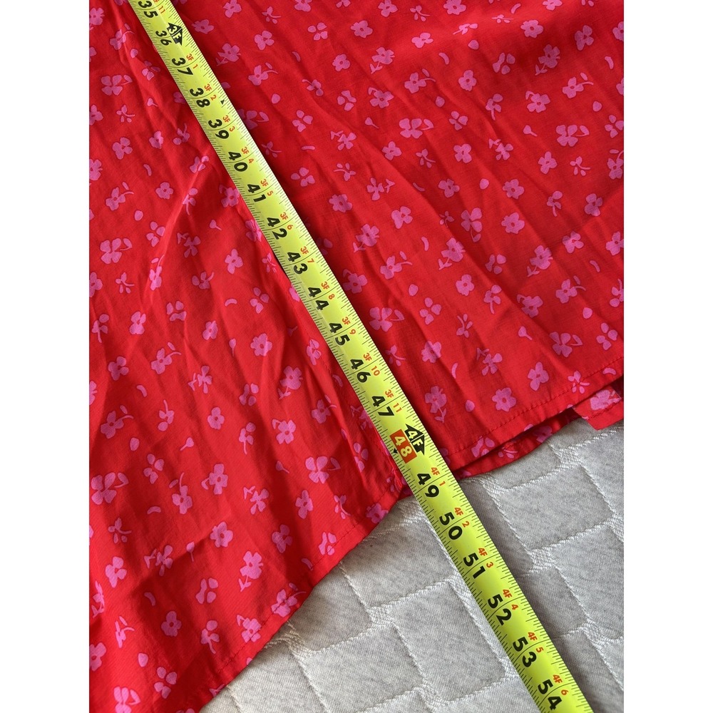 Faithfull The Brand Dress Womens XS Red Floral V Neck Puff Sleeve Maxi Sundress - Picture 6 of 7